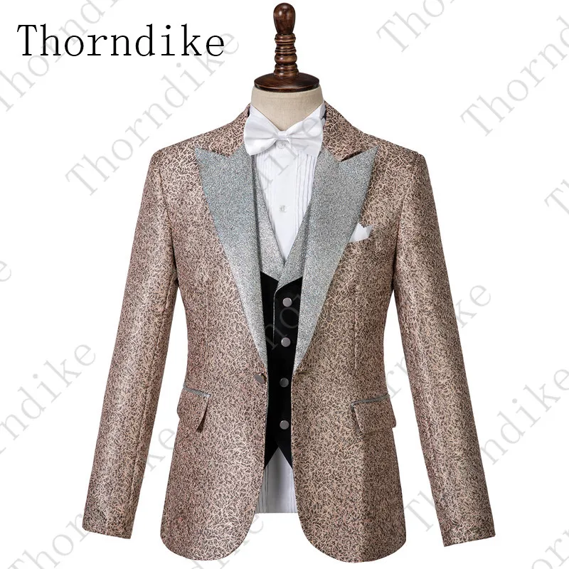 Мужской Жаккардовый костюм с рисунком Thorndike Tide 3 предмета мужские костюмы жилетом
