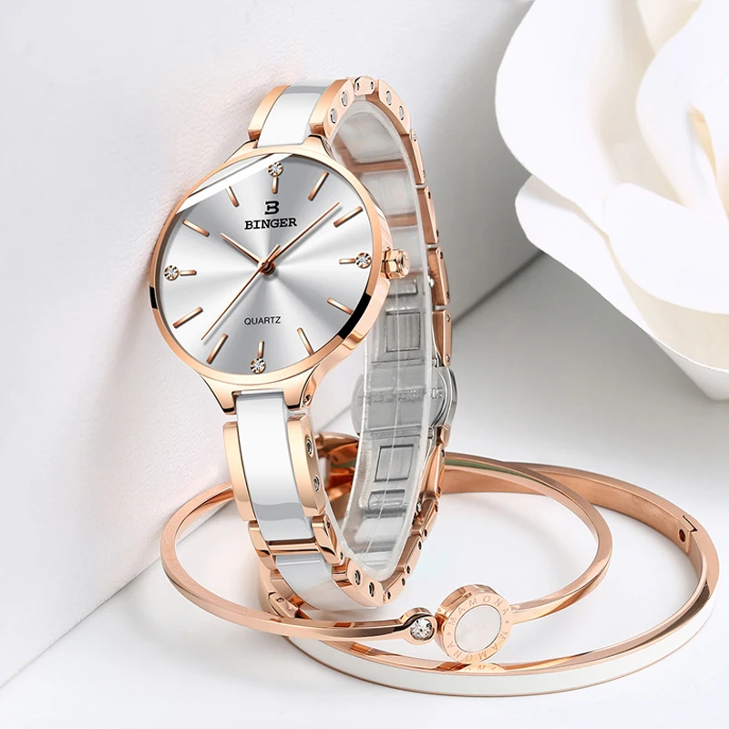

New Fashion Ceramic and steel Strap Women Rhinestone Wrist Watches Casual Women Dress Watches Crystal Rose gold Hot Relogio NEW
