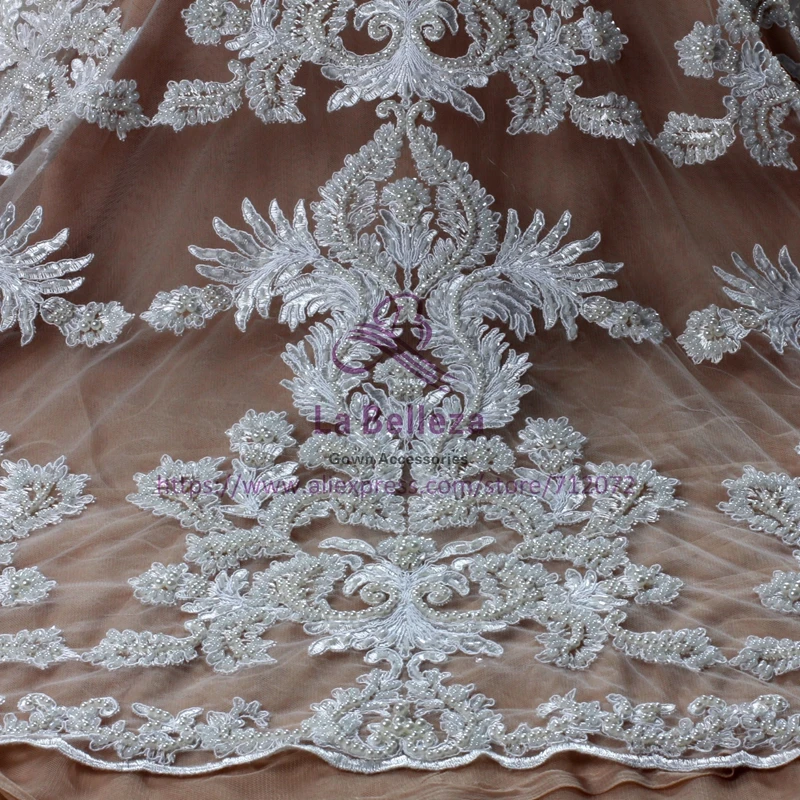 La Belleza слоновая кость/белый большой узор шнур кружевная ткань тяжелая бисерная ткань ручной работы бисероплетение кружевное платье кружевная ткань 1 ярд