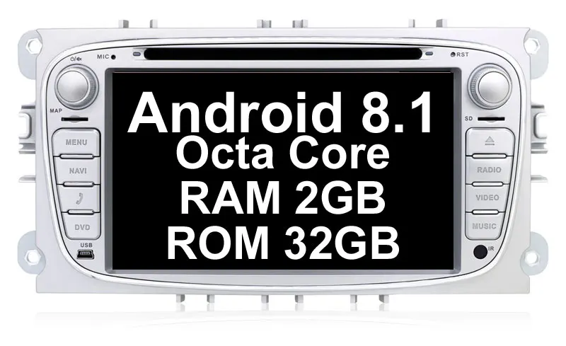 Android 8 32G Silver Bosion Android 9,0 автомобильный мультимедийный плеер gps 2 Din PX6 автомобильный dvd для FORD/Focus/S-MAX/Mondeo/C-MAX/Galaxy wifi автомобильный Радио gps 4G64G - Цвет: Android 8 32G Silver