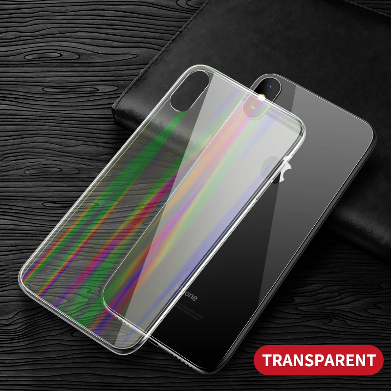 Laser Transparent IHaitun роскошный Ультратонкий чехол из лазерного стекла для iPhone XS MAX XR X чехол s Прозрачное заднее стекло для iPhone XS MAX чехол с мягкими краями - Цвет: Laser Transparent