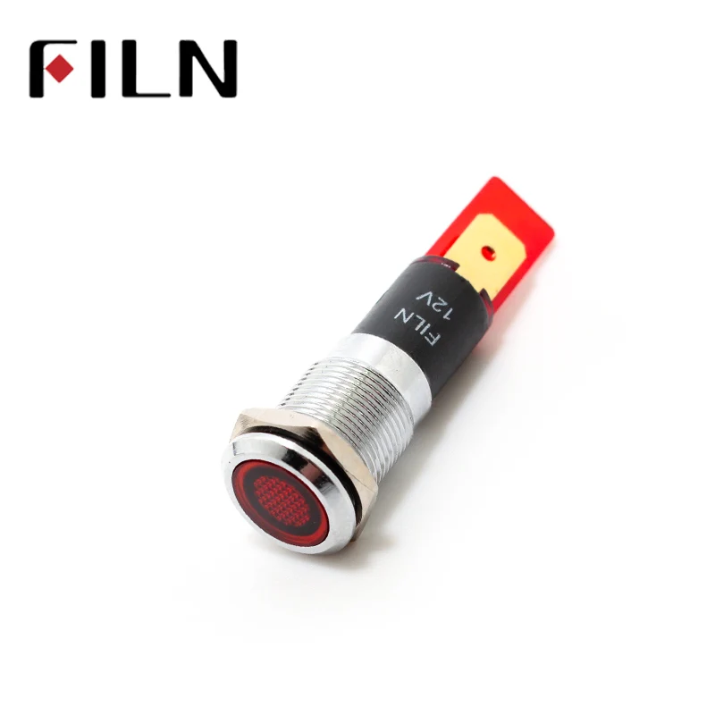 FILN FL1M-12FJ-1 Мини Металл красный желтый зеленый 6В 48В 110В 220В 12В Пилотная лампа с
