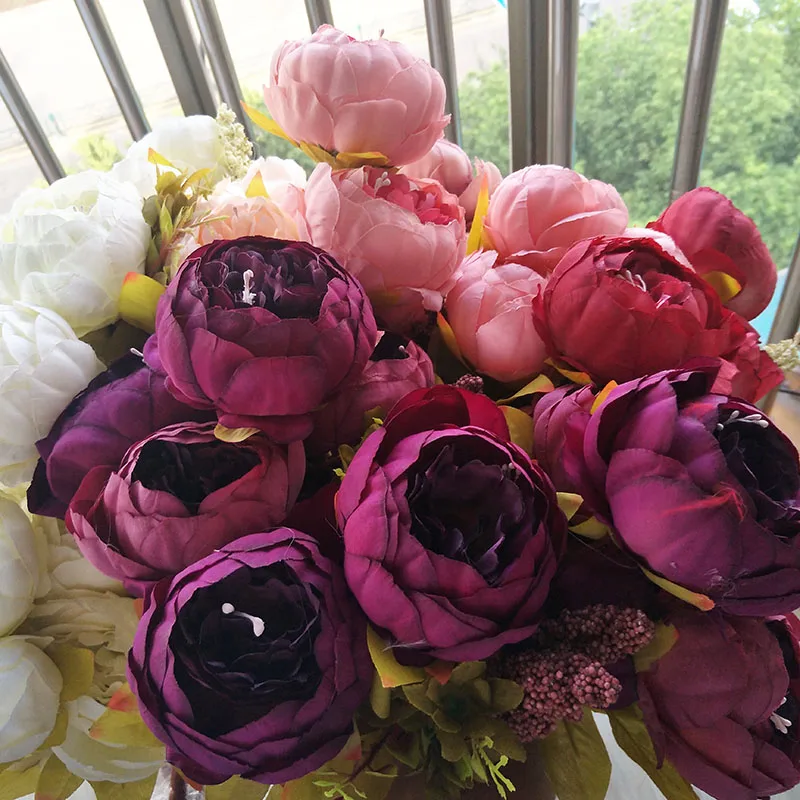 

European peony 16 colors High quality silk peony. Artificial flower Special for wedding decoration flower peony
