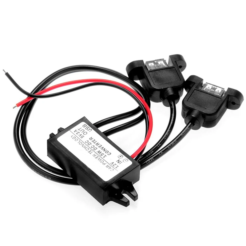 Инвертор 12В до 5В DC трансформатор напряжения 3а USB двойной порт