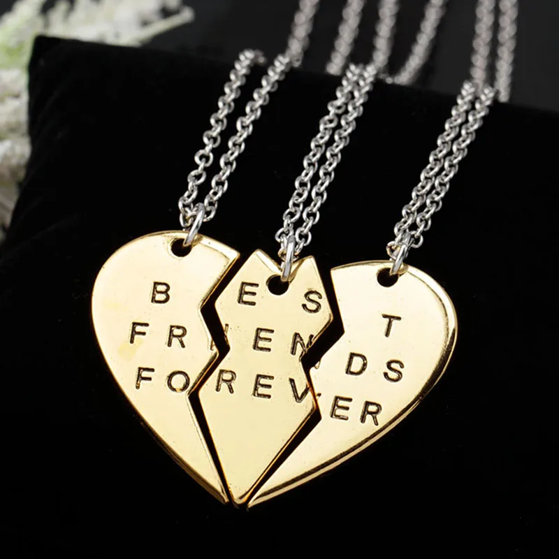 Колье ожерелье c подвеской сердца кулоны для троих друзей навсегда Чокер женщины