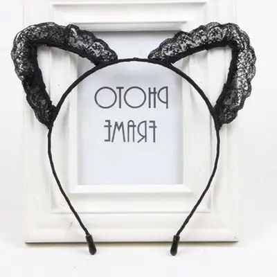Для женщин, черная кошачьи уши, ободок для головы, модный кружевной ободок для волос для девушек, Сексуальная повязка для волос, Детская повязка для дня рождения, аксессуары для волос - Цвет: 1