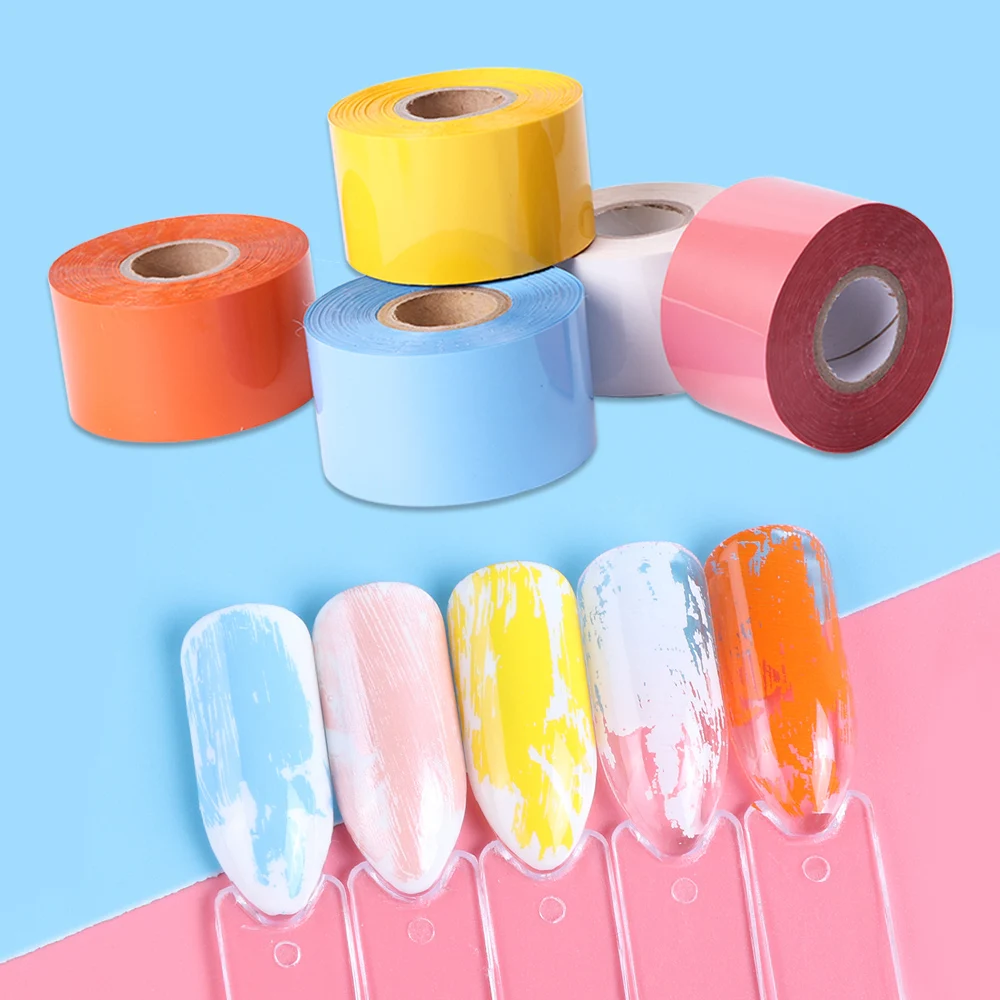 120 meter Candy Color Nail Transfer Foil Polish Sticker Blue/Yellow/Pink Roll Adhesive Decor for Art Design LA898 | Красота и