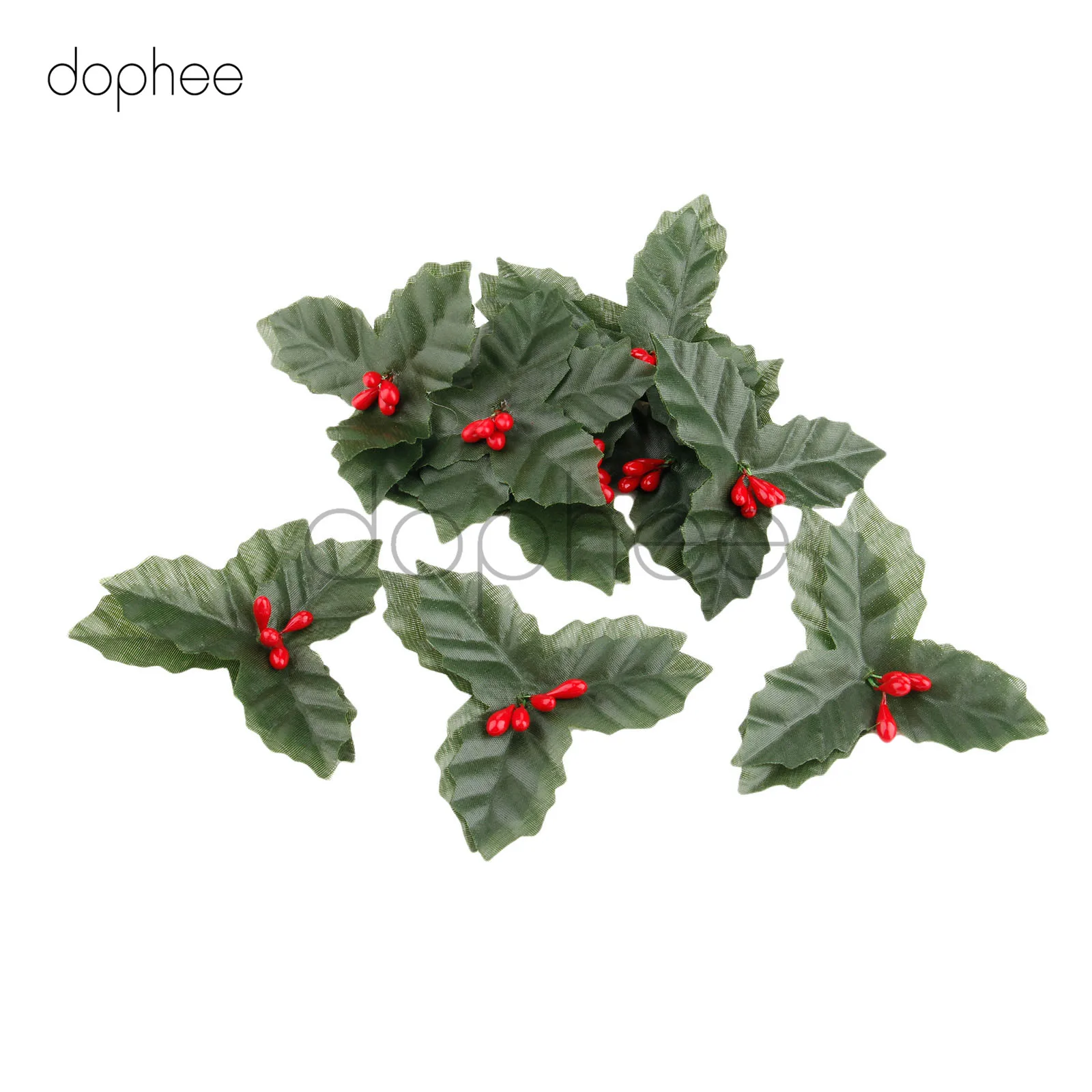 Dopee 10 шт., искусственные листья, ягоды Холли, для свадебной вечеринки, украшения дома, сделай сам, Рождественский Искусственный лист, цветок, шелковые листья