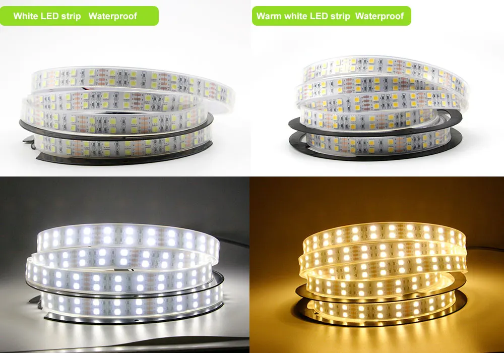 [DBF] DC 12V 5M 5050 SMD 600 светодиодный s IP67 водонепроницаемый RGB светодиодный светильник IP20 двухрядный 120 светодиодный/m Белый/теплый белый светодиодный гибкий светильник