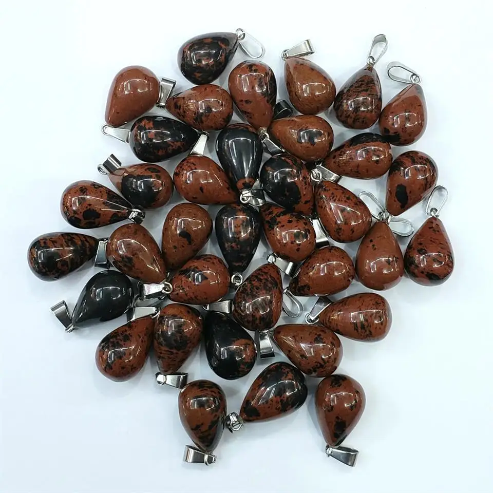 Mahogany Obsidian 50 шт./лот горячая Распродажа смесь природных камней подвески в форме капли воды для изготовления ювелирных изделий DIY - Окраска металла: Mahogany Obsidian