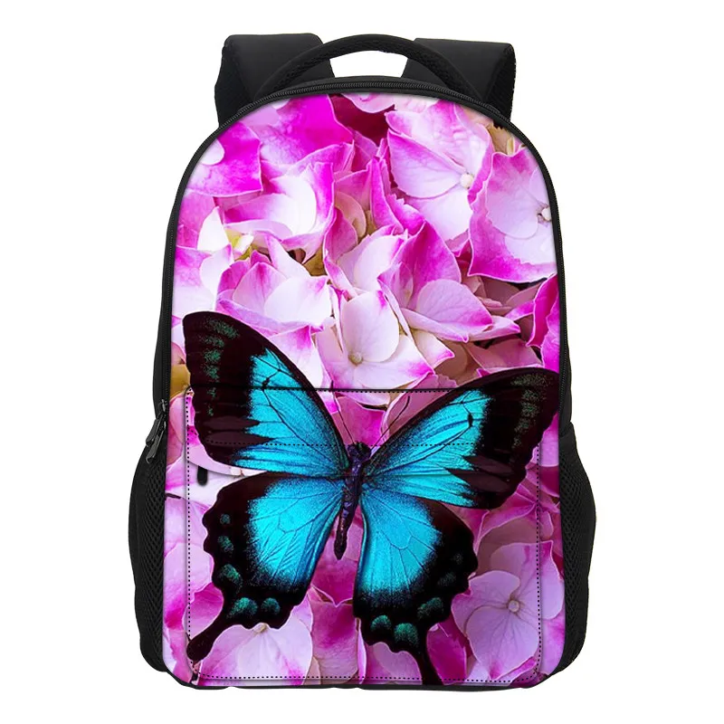 

VEEVANV New Children Backpack Colorful Butterfly Pattern Prints Backpack Girls School Bookbag Women Mochila Fashion Shoulder Bag