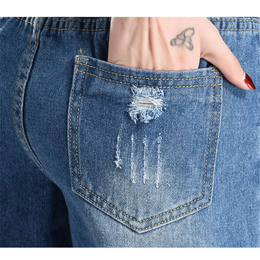 2018 новые летние платья для девочек свободные Высокая талия тонкие джинсы