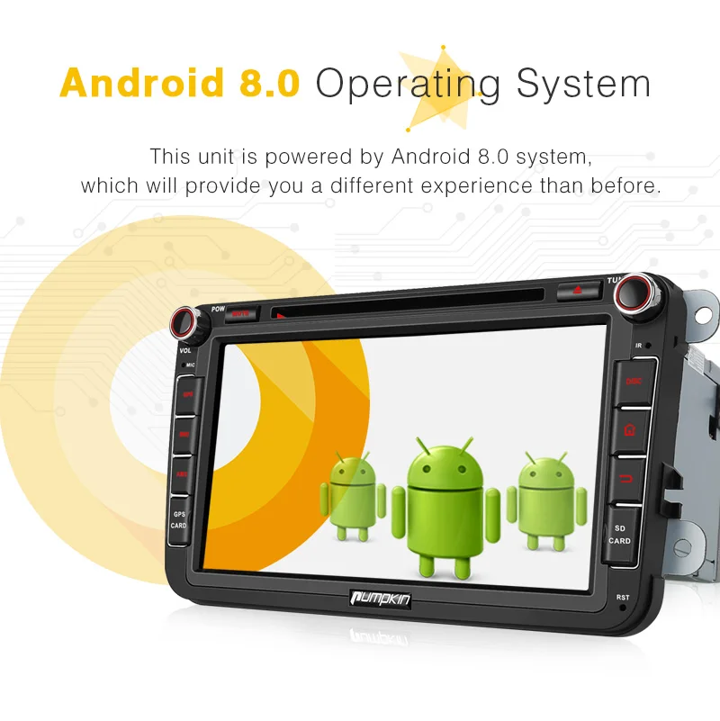 Тыква 2 Din " Android 8,0 Qcta-core 4G+ 32G автомобильный стерео dvd-плеер gps навигация для Volkswagen/Golf/Skoda Wifi FM Rds радио