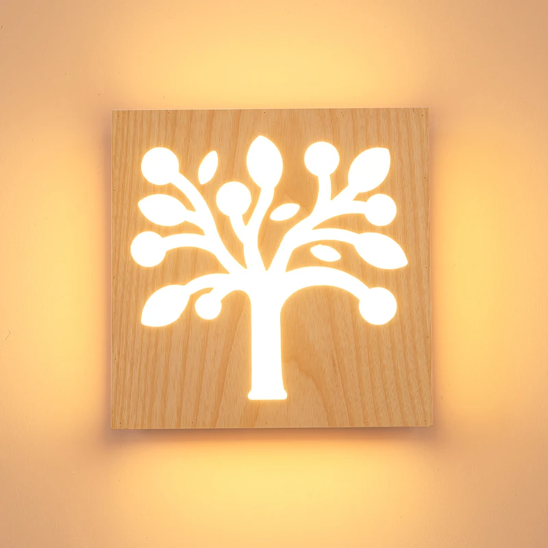 Креативная деревянная настенная лампа из массива дерева украшение для коридора