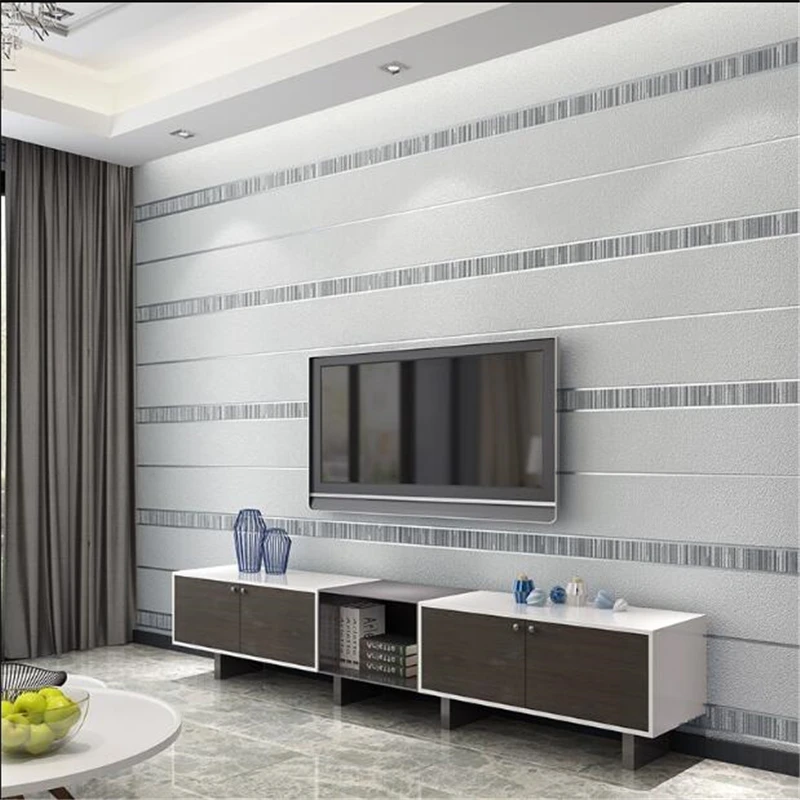 

Beibehang Modern 3D vertical stripes non-woven wallpaper bedroom dining room living room sofa TV background 3d wall paper mural