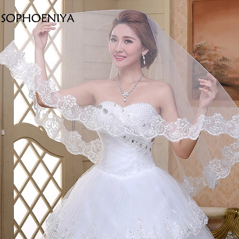 

Новое поступление белый белая аппликация из кружева Свадебные вуали 2021 свадебные аксессуары, вуаль для венчанияveu де noiva longo