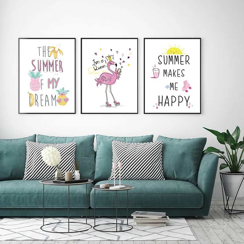 QFALOVE Cartoon Letters Animal Poster On Canvas Wall Art Print Painting Home Decorative Picture For Living Room Unframed | Дом и сад