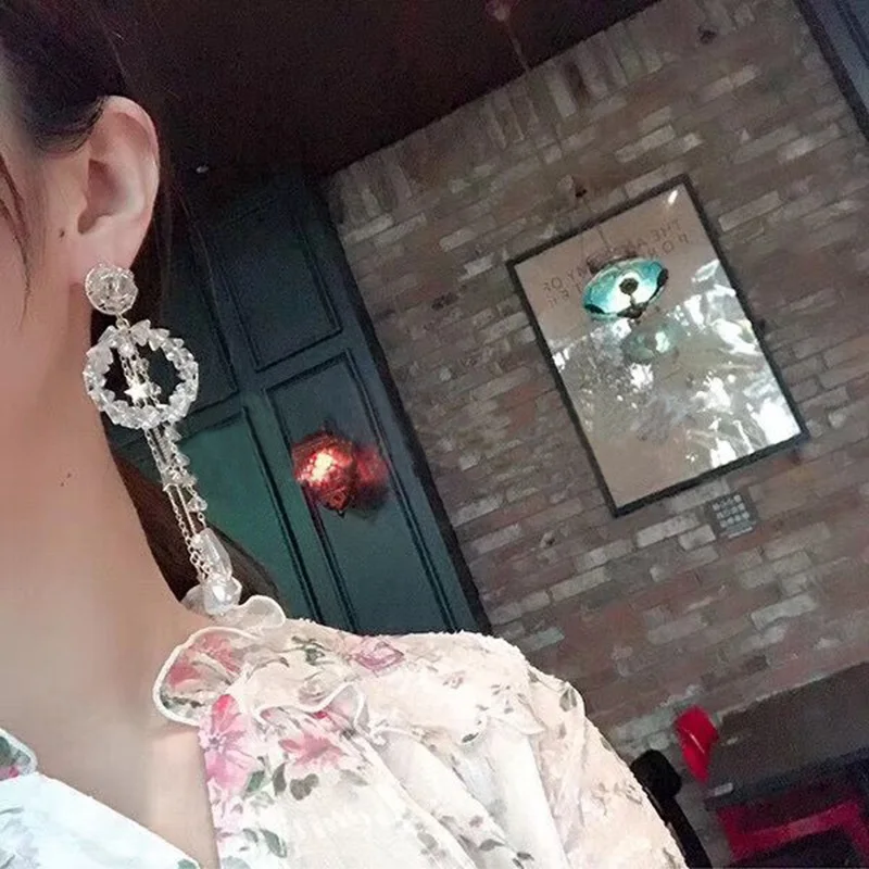 Женские Висячие серьги MENGJIQIAO корейские асимметричные вечерние с кристаллами и