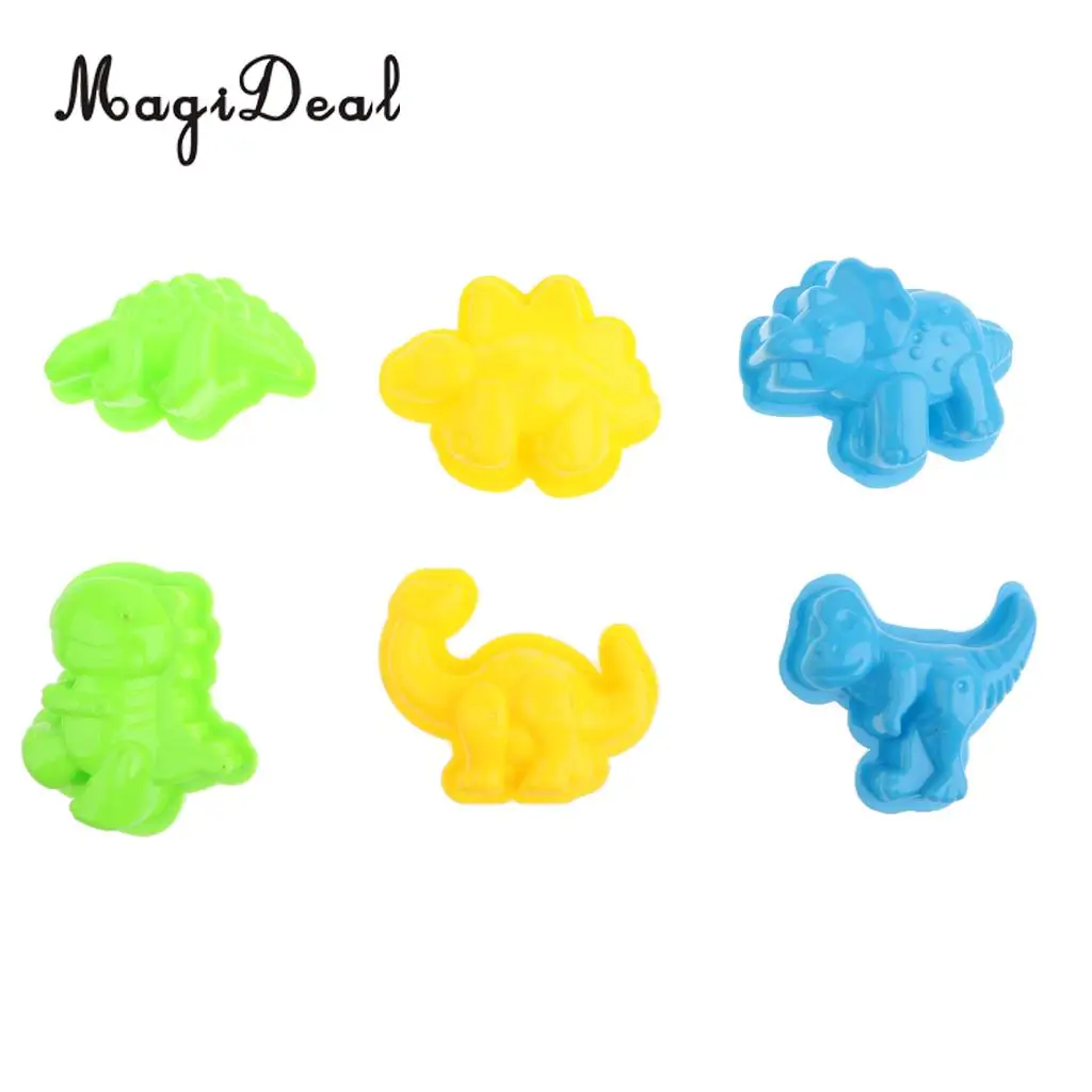 Set of 6 Plastic Sand Molds Dinosaur Beach Sand Castle Molds Sand Box Animal Mould Clay Toys Kids Children Baby Toys