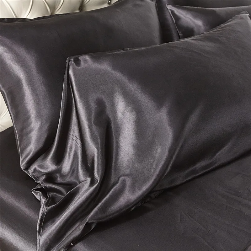 

Write Black Bedding Sets King Double Size Satin Silk Summer Used Cold Bed Linen China Luxury Bedding Kit Duvet Cover Set 56