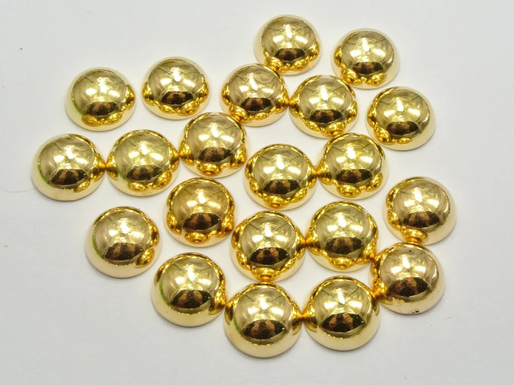 

100 Gold Tone Metallic Acrylic Round Dome Studs 12mm No Hole Cell Phone Deco