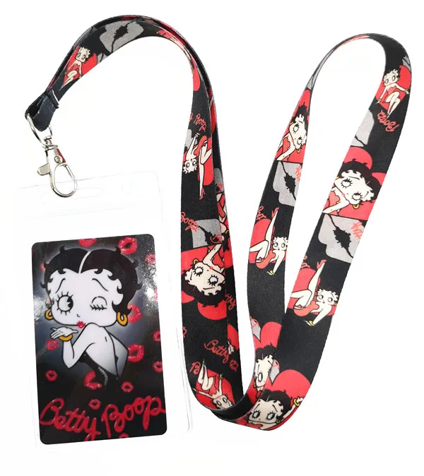 1 шт. сексуальные BETTY BOOP женские ремни на шею, автобус метро Lanyards ID Card, женские брелоки подарки для детей