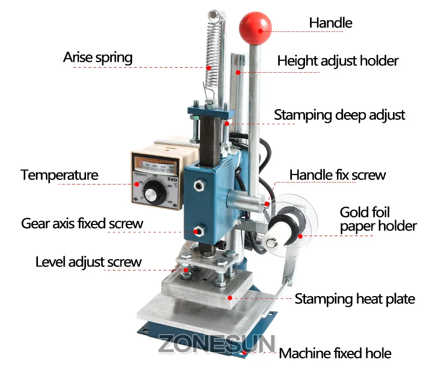 

ZONESUN 5cm x 7cm Hot Foil Printing Stamping Machine Hot Foil stamping machine , emboss machine