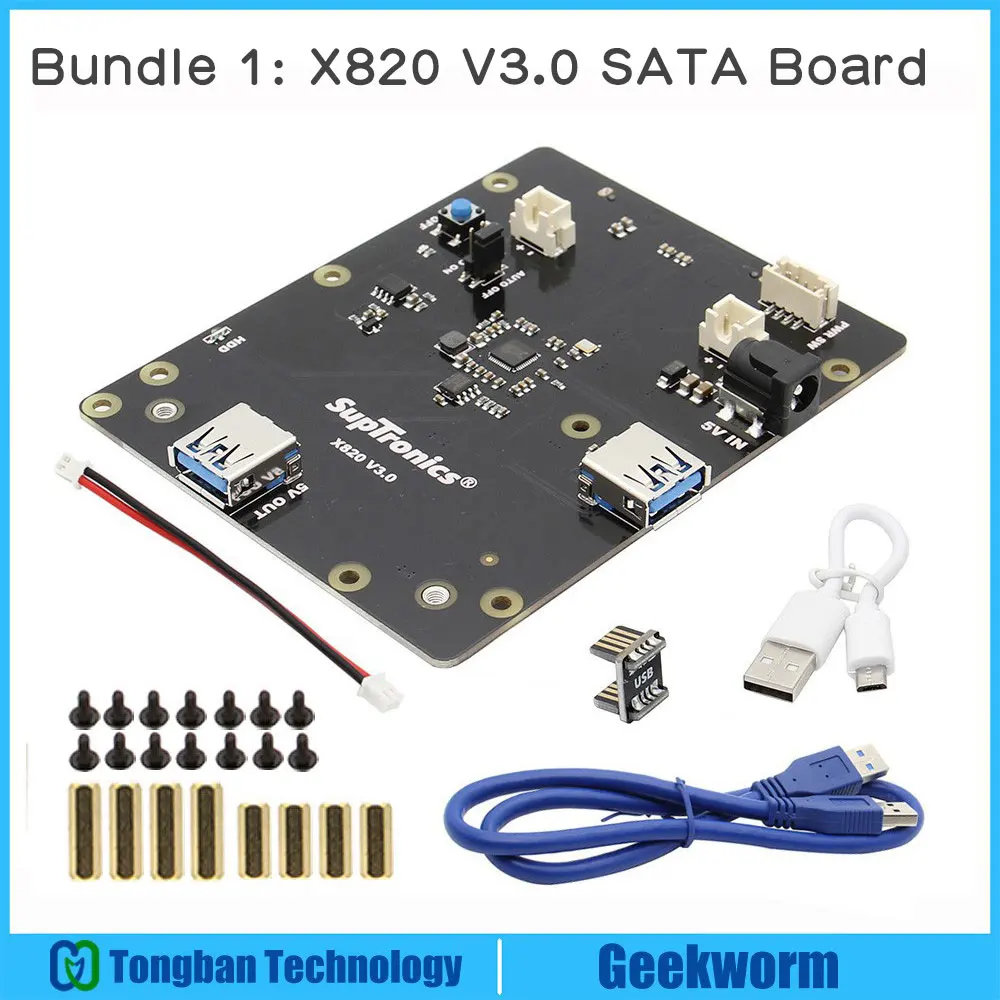 Raspberry Pi 2," SATA HDD/SSD Плата расширения хранения, X820 V3.0 USB 3,0 мобильный жесткий диск модуль для Raspberry Pi 3 Модель B+/3B - Комплект: Комплект 1