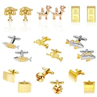 gold color mens french cufflinks luxury mens cufflinks brand vintage retro cuff links wholesale