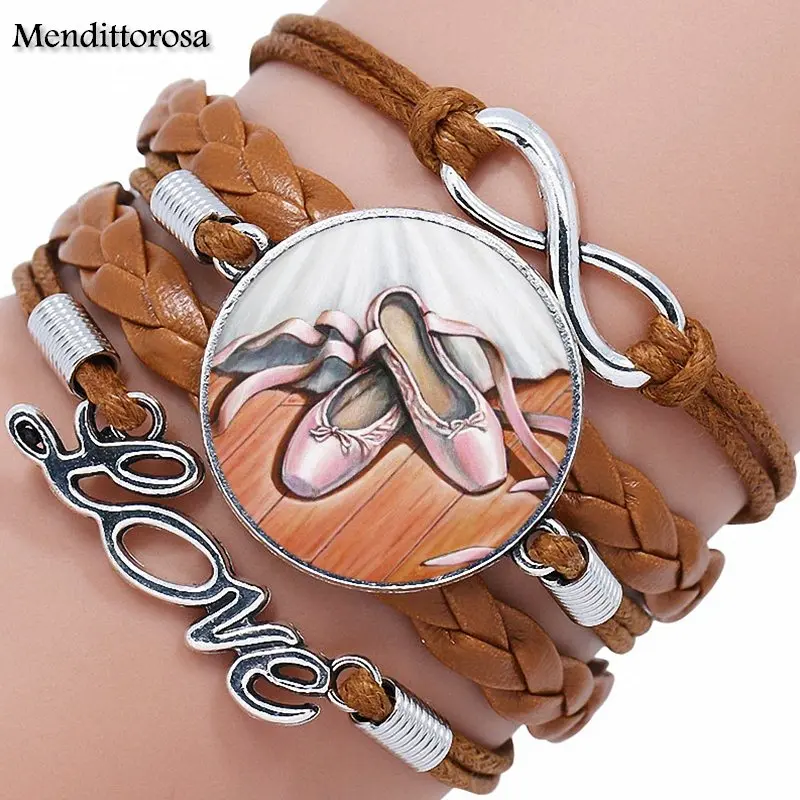 Многослойный черный/коричневый кожаный браслет для девочек лучший праздничный