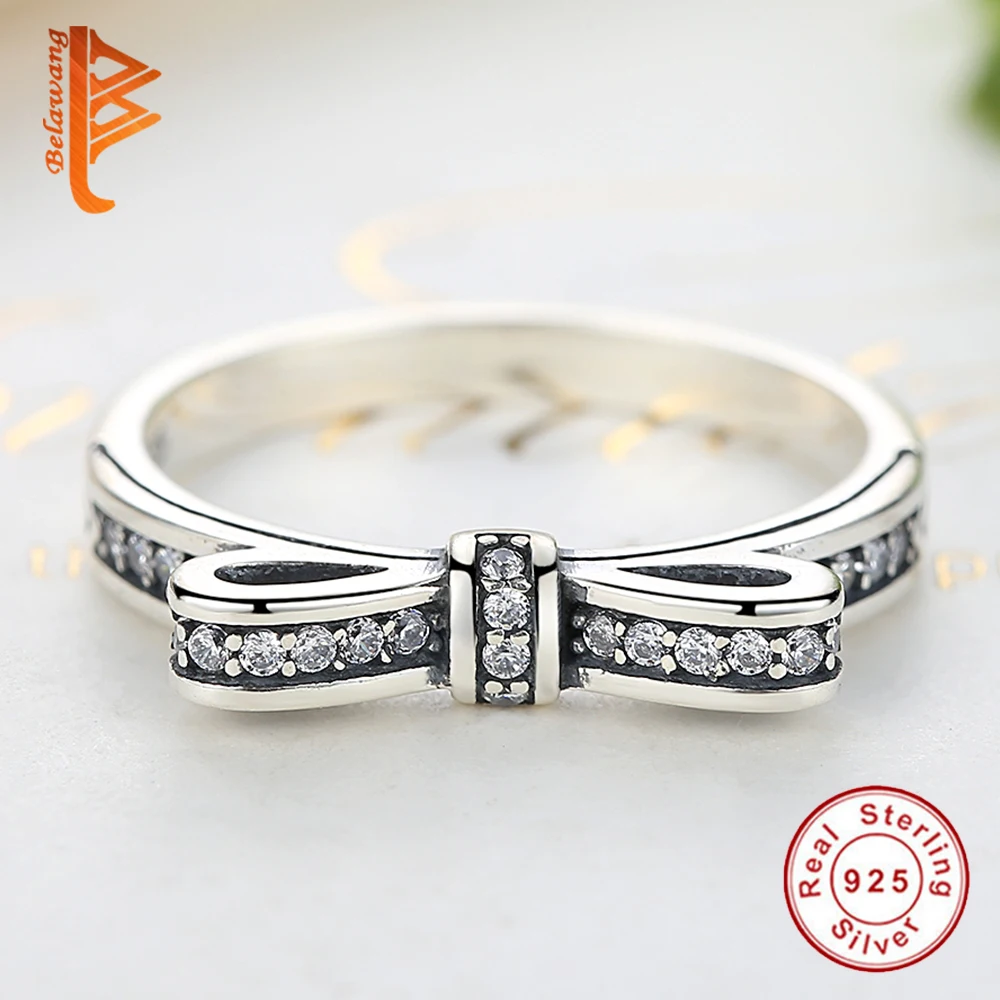 Женское кольцо из серебра 925 пробы с блестящим бантом|925 sterling silver ring|sterling ringsfashion