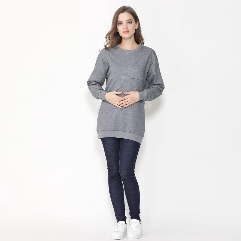 Emotion Moms зимняя хлопчатобумажная одежда для беременных топ с длинными рукавами