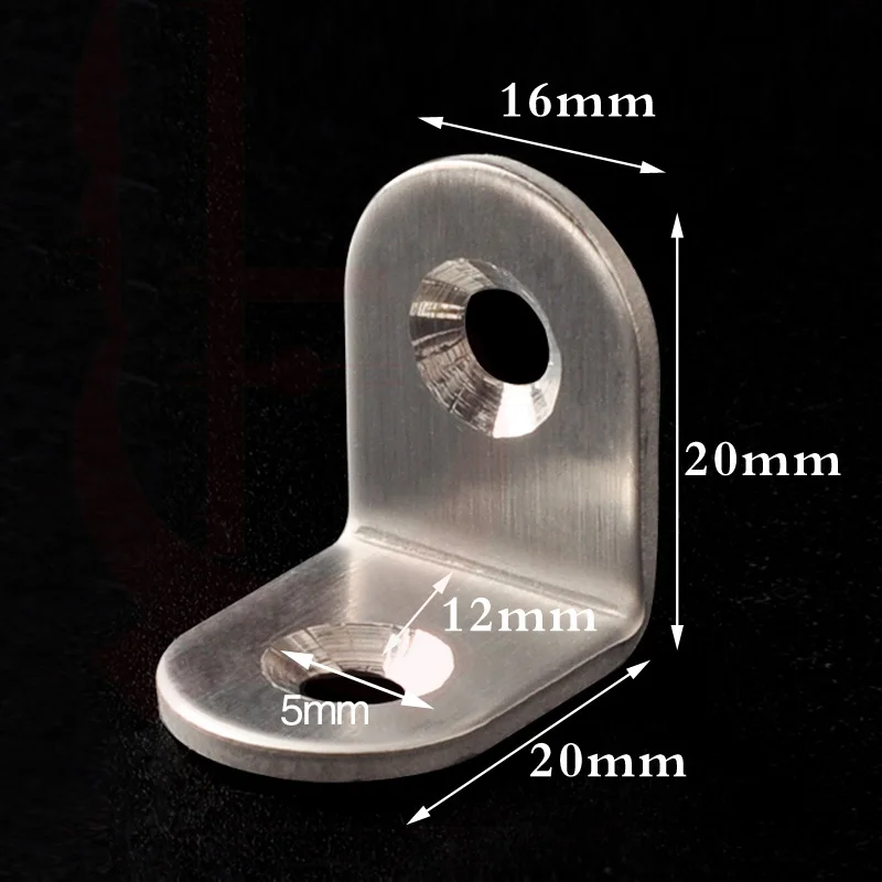 20x20x16mm 01 NAIERDI угловые кронштейны из нержавеющей стали, стеклянные защитные крепежи, Семь размеров, угловая поддерживающая стойка, мебельная фурнитура - Цвет: 20x20x16mm 01