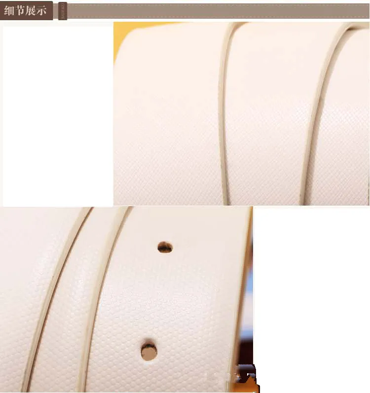 

VOHIO Women belt Abrasive belt buckle Genuine leather belt Black and white casual Korean edition Buckle belt 3.2 wide fashion