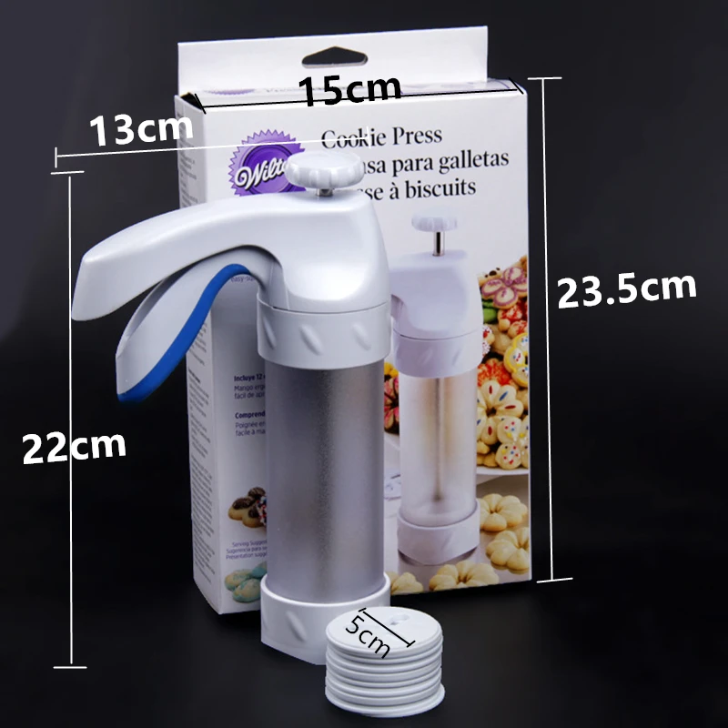 

Wilton Comfort Grip Cookie Press Clear Cookie Biscuit Press Gun Kit with 12 Discs for DIY Biscuit Maker and Decoration