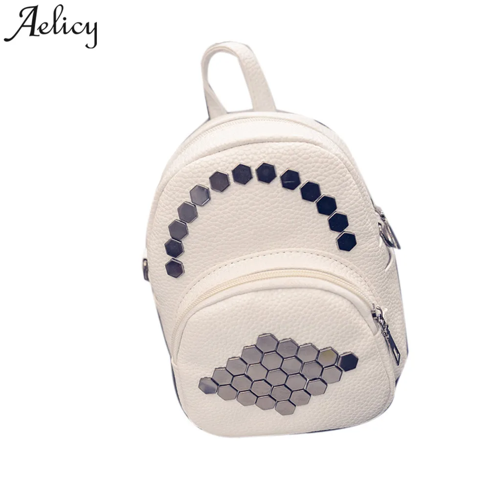 Aelicy женский кожаный рюкзак с шестигранными заклепками школьная сумка для