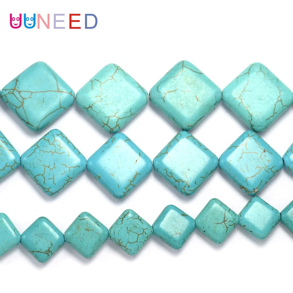 UUNEED натуральный голубой бирюзовый DIY Браслеты квадратный камень для