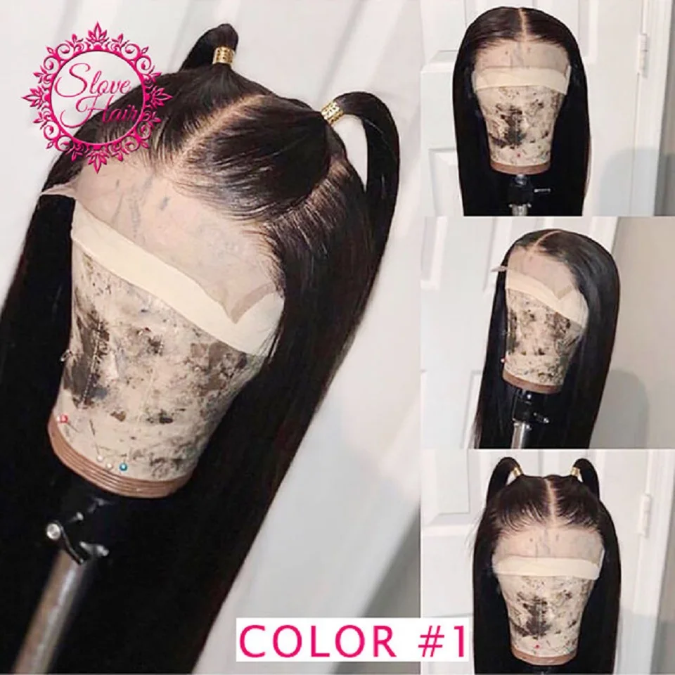 13*4 человеческие волосы на кружеве парики для женщин Remy бразильские прямые черный