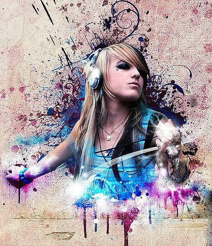 Современная живопись уличного граффити красивая портрет девушки на масляном холсте для декора гостиной и обоев.