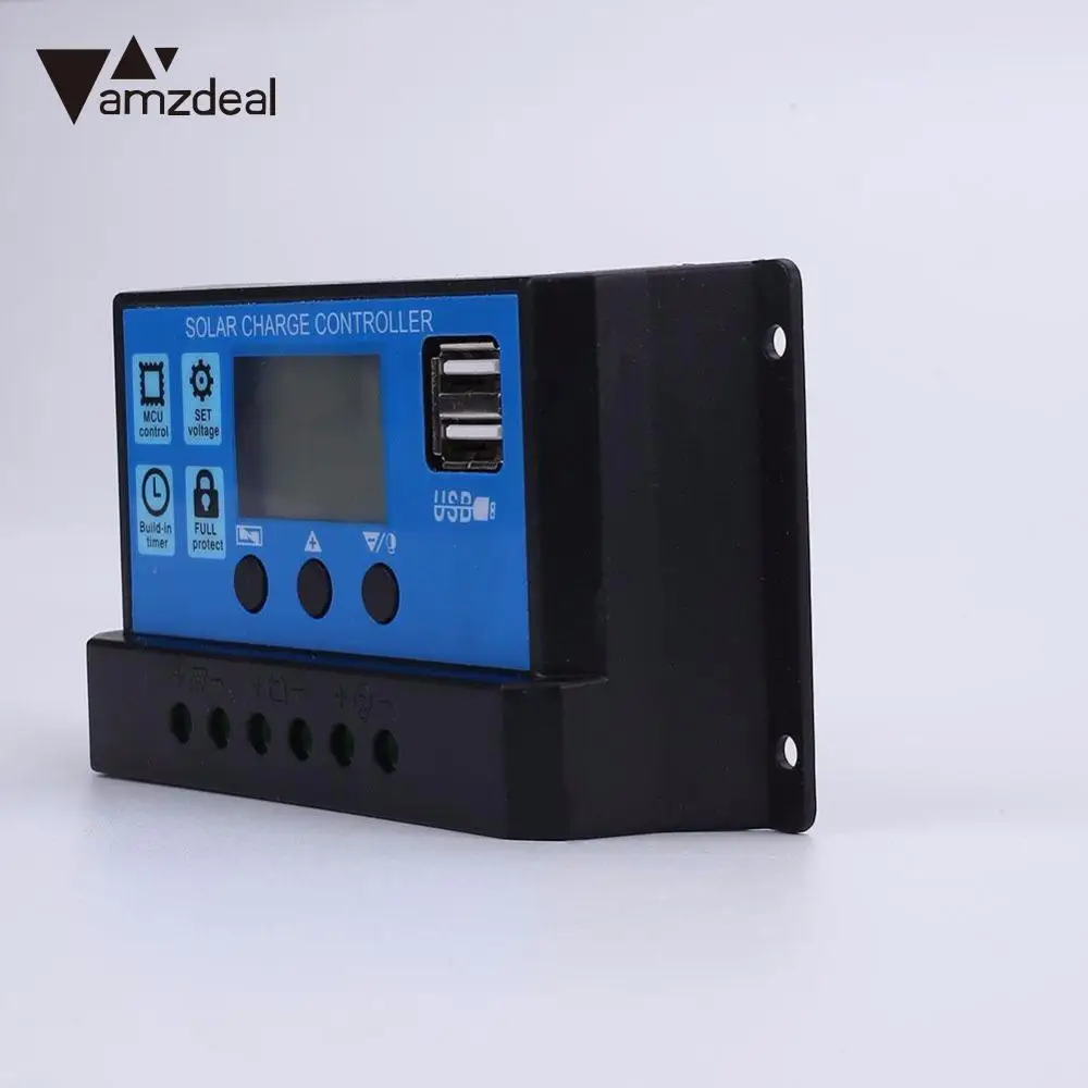 Amzdeal высокое качество 10А 12/24 в USB LCD PWM солнечная панель система регулятор заряда
