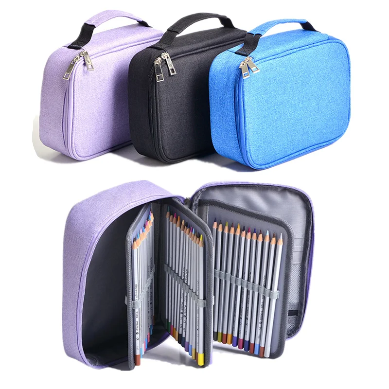 72 holes pencil case Multi-layer Canvas High Capacity Pen Art Supplies School Kawaii Pouch Bags Zipper Penalty Students For Gift |