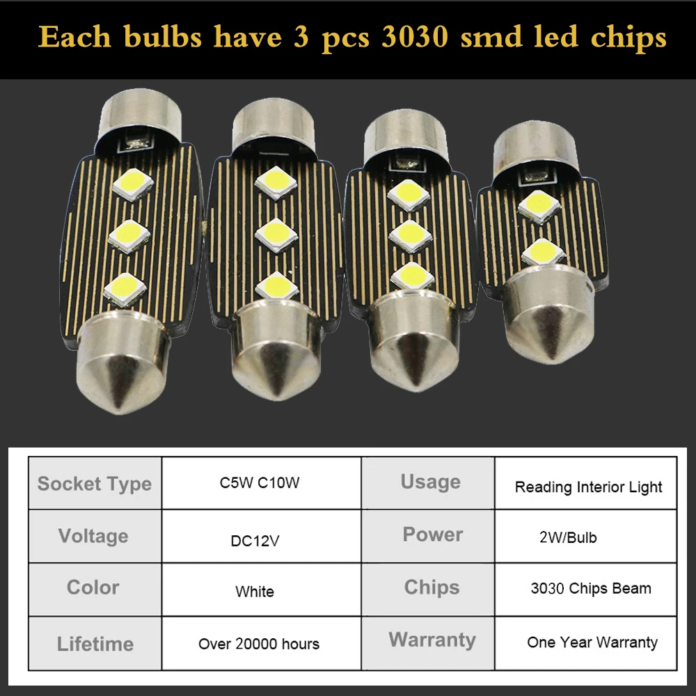YSY 100X супер яркий 31 мм 36 39 41 C5W C10W 3030 LED CANBUS автомобильный Festoon свет авто Интерьер