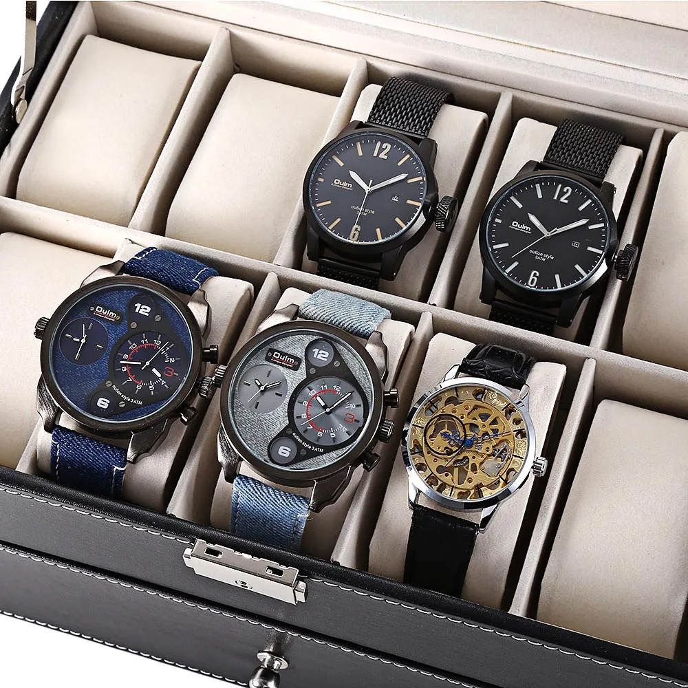 20 Grids Watch Box Collection Classic Leather Case Plastic Top Quality PU Winder High Capacity Display | Наручные часы
