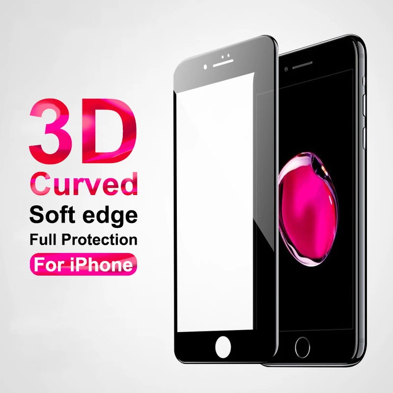 3D Защита экрана для iPhone 7 6 Plus стекло из углеродного волокна закаленное X XS 8