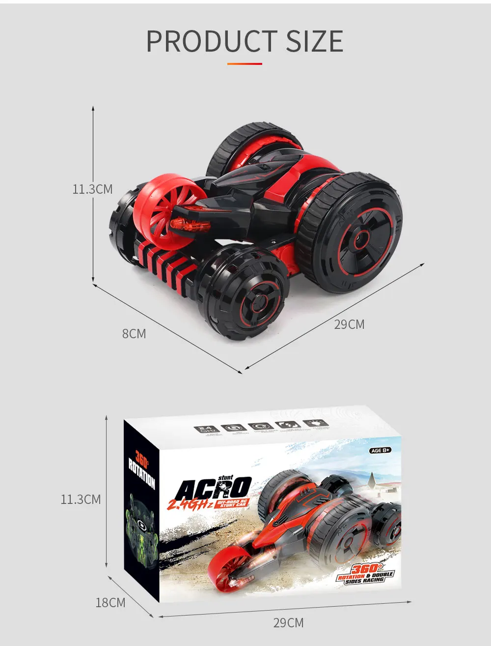 JJRC Q49 трюк автомобиль ACRO один ключ деформация Флип 360 градусов вращающийся пятиколесный автомобиль игрушки светодиодный светильник RC скалолазание машины для детей