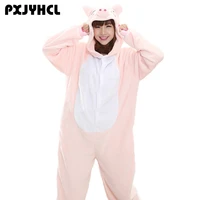 adult anime kigurumi onesies pink pig costume for women men animal unicorn onepieces girl flannel sleepwear home wear cloths
