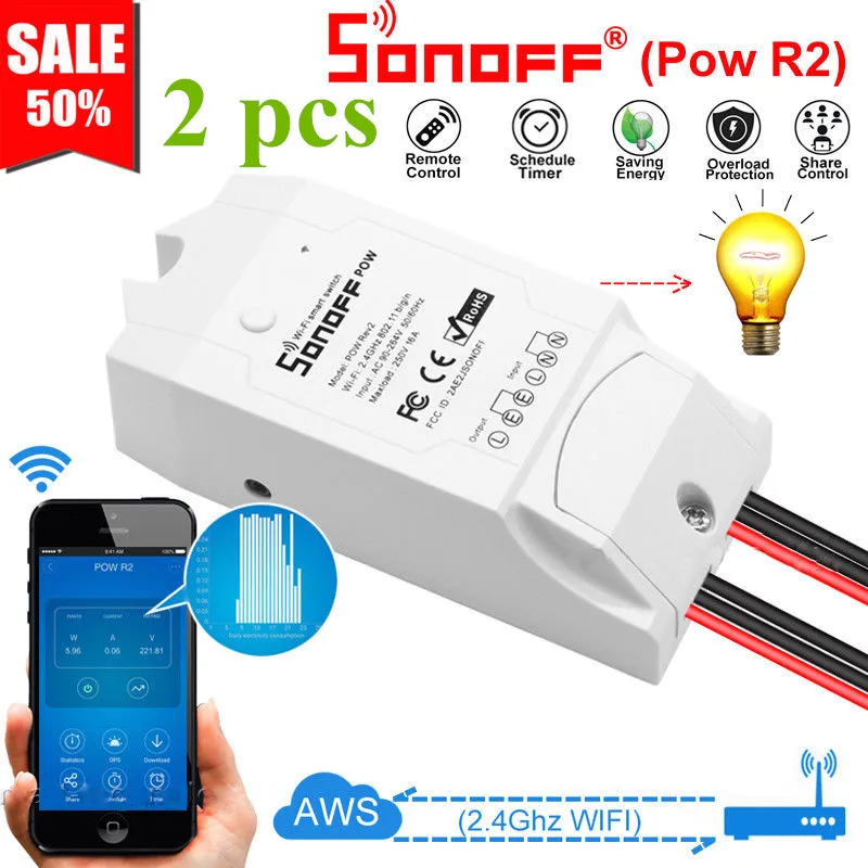Беспроводной переключатель Sonoff Pow R2 с Wi Fi 16 А|Модули для умного дома| |