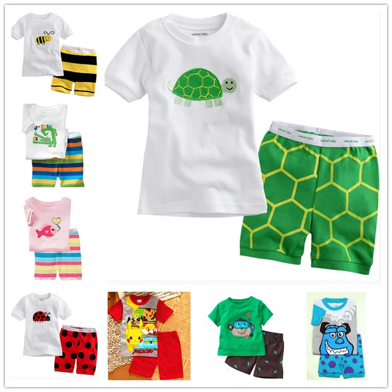 children boys clothing sets cotton short sleeved summer cartoon tortoise baby new year girls pajamas suits | Детская одежда и