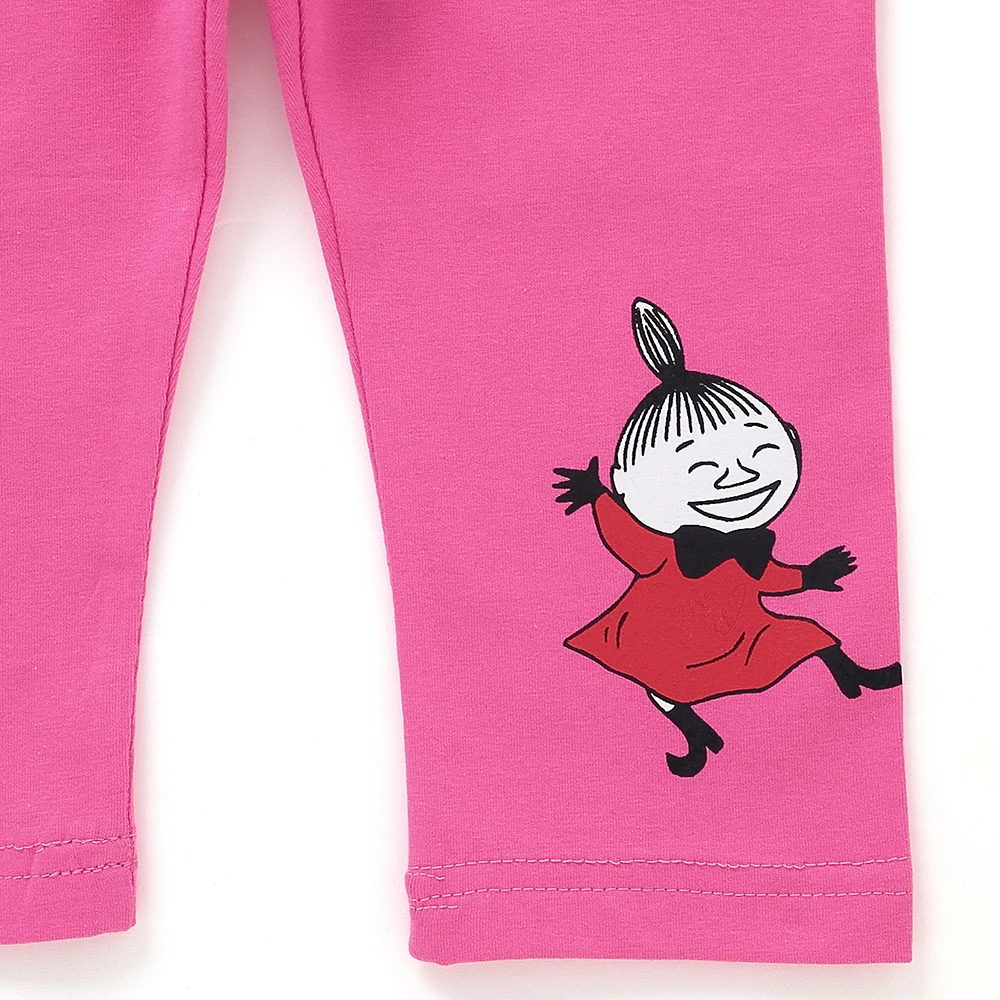 Moomin/хлопковые леггинсы для девочек; укороченные узкие брюки; брюки с оборками; обтягивающие штаны с эластичной резинкой на талии для девочек; розовые брюки с оборками