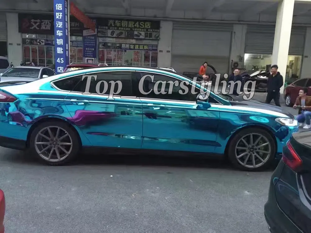 Высококачественная яркая синяя хромированная виниловая оболочка Автомобильная